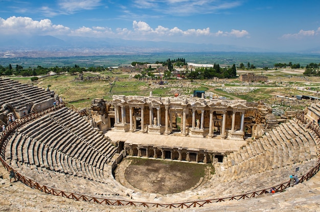 Roman amphitheater in the ruins of Hierapolis, in Pamukkale, Turkey