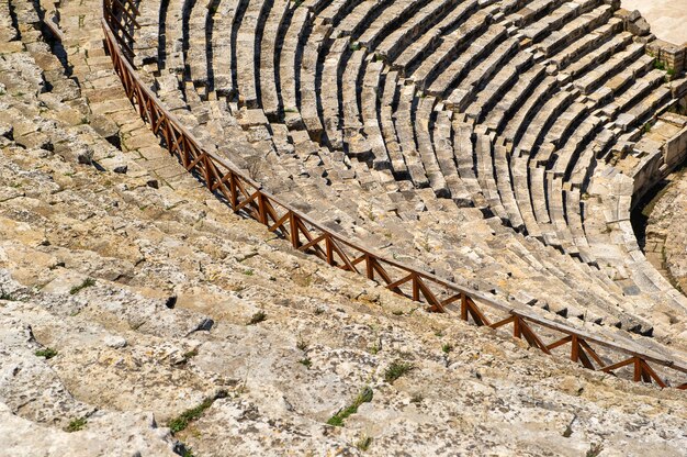 Roman amphitheater in the ruins of Hierapolis, in Pamukkale, Turkey