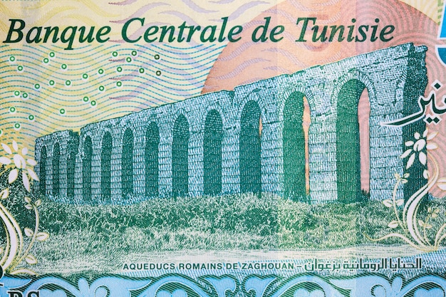 Roman aqueducts of Zaghouan from Tunisian money