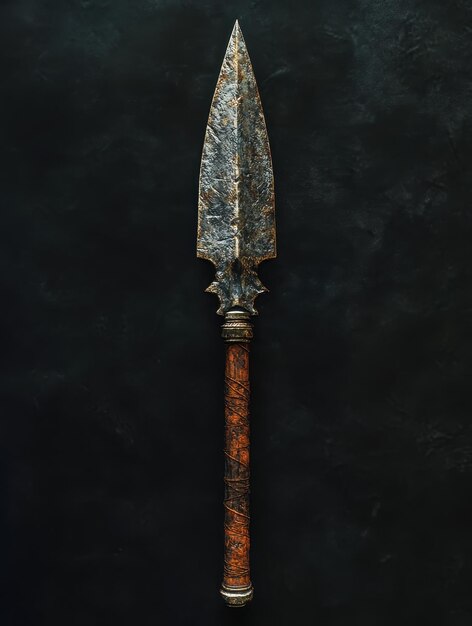 Photo roman legionarys spearhead with wooden shaft