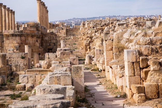 roman ruins in the Jordanian city of Jerash