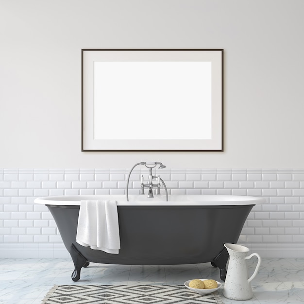 Romance bathroom. Interior and frame mock-up. 3d render.