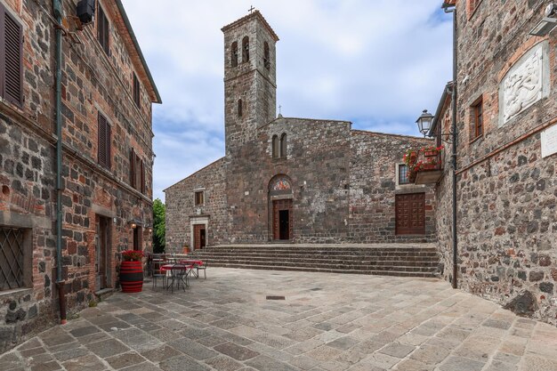 RomanesqueGothic church San Pietro Apostolo in the center of Radicofani town Tuscany Italy