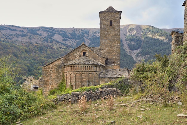 Romanic church in the abandoned village of Otal