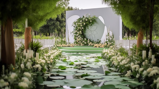 Romantic Atmosphere Grass Wedding Lotus Decoration