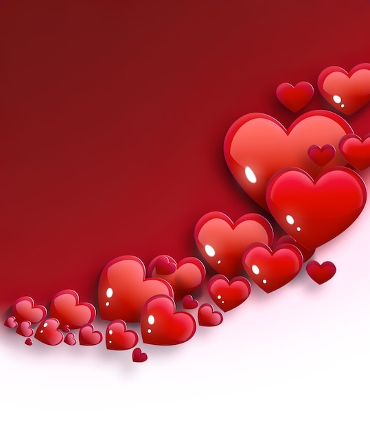 Romantic background with red hearts