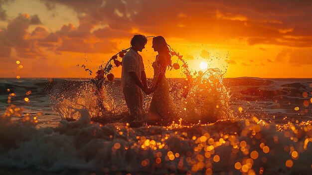 Romantic Beach Sunset Wedding Ceremony