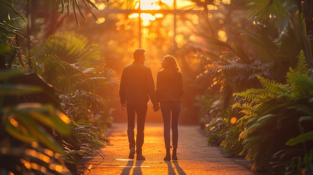 Romantic Botanical Exploration Couple Capturing Adventure and Love in Vibrant Garden with Nikon Z6 II Camera