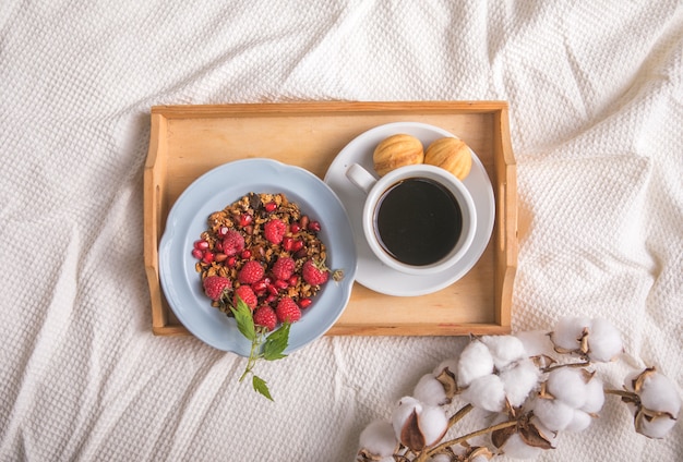 Romantic breakfast at bed