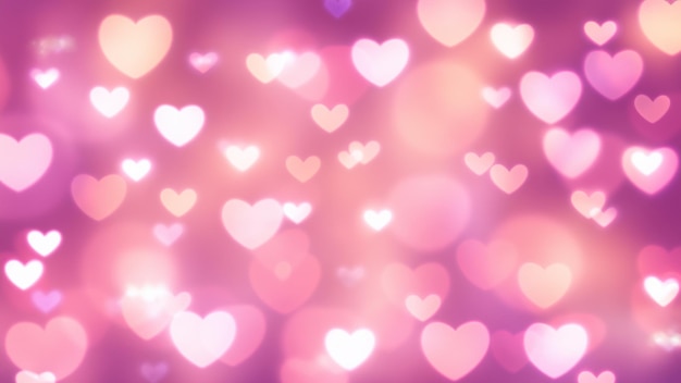 Romantic Bright HeartShaped Bokeh in Purple and Pink Hues