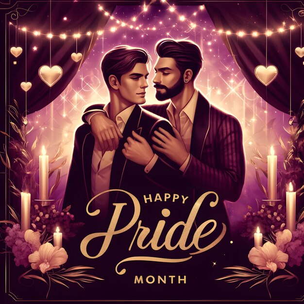 Romantic couple celebrating Happy Pride Month Generative Ai