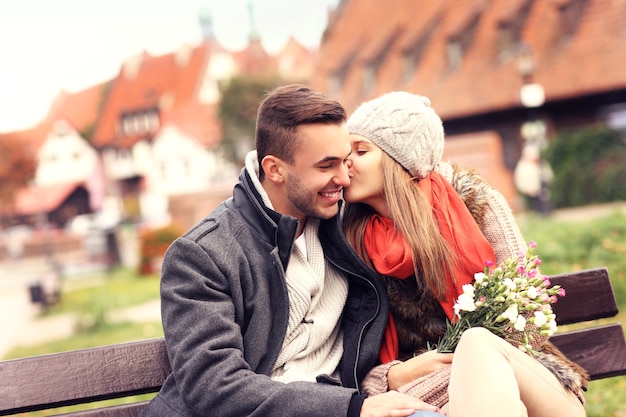 a romantic couple on a date in Gdansk