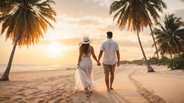 romantic couple spent time on beach