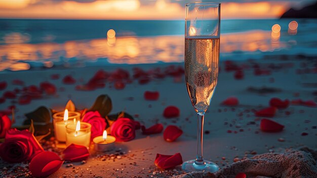 Romantic dinner on sea beach Background concept