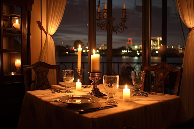 Romantic dinner for two with candlelit ambiance and fine china