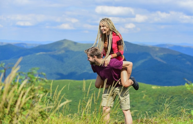 Romantic feelings. happy to be together. couple in love. Family relationship. best romantic date. Valentines day. sense of freedom. Traveling couple have fun. man and woman in mountains.