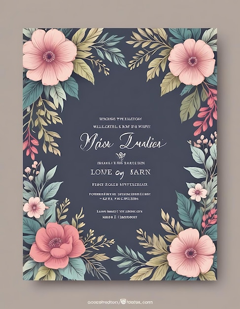 Romantic Floral Wedding Invitation Card Design