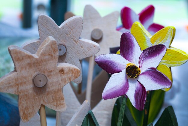 Romantic Flowers made of Wood Art photo