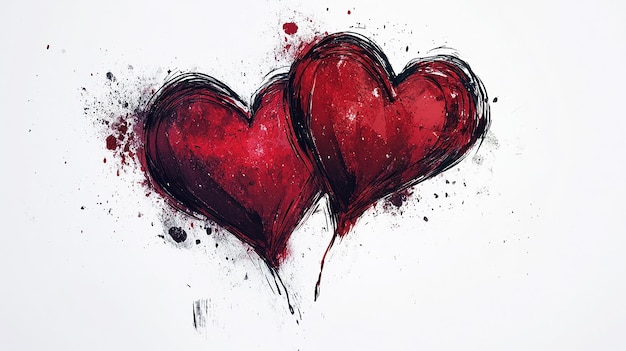 Romantic Graphic Design of Two Hearts Beating as One