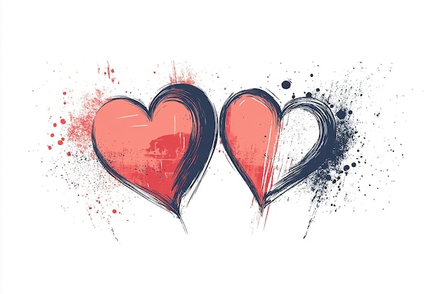 Romantic Graphic Design of Two Hearts Beating as One