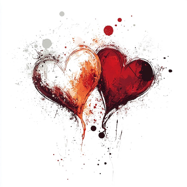 Romantic Graphic Design of Two Hearts Beating as One