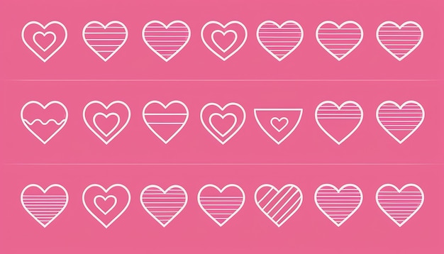 Romantic Heart Icon Set Celebrating Love and Relationships