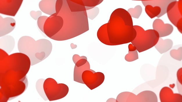 Romantic hearts on shiny background