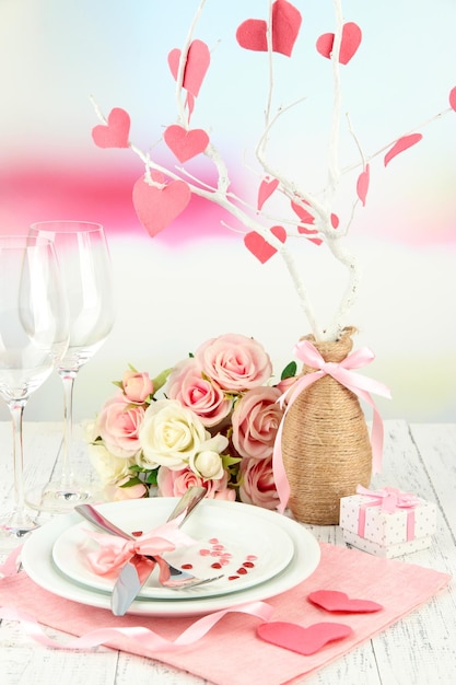 Romantic holiday table setting, close up