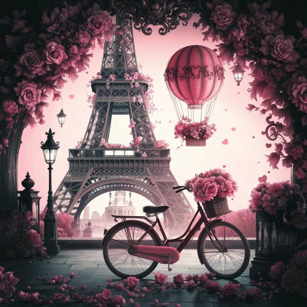 Photo romantic illustration set in paris