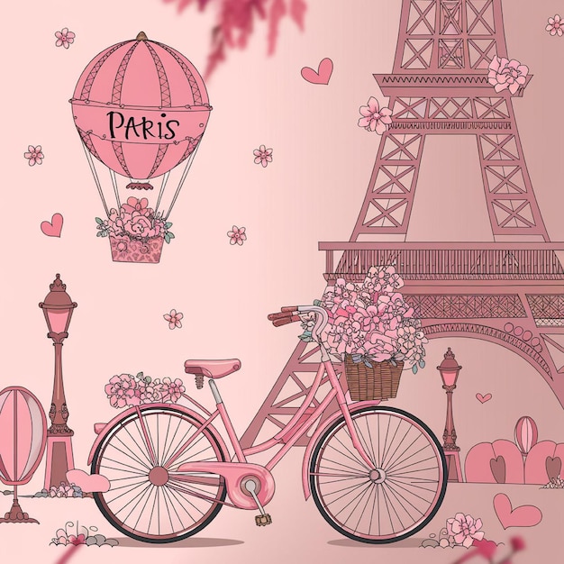 Photo romantic illustration set in paris