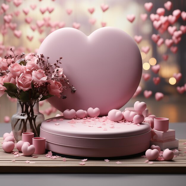 Romantic Love Valentines Day Pedestal Mockup