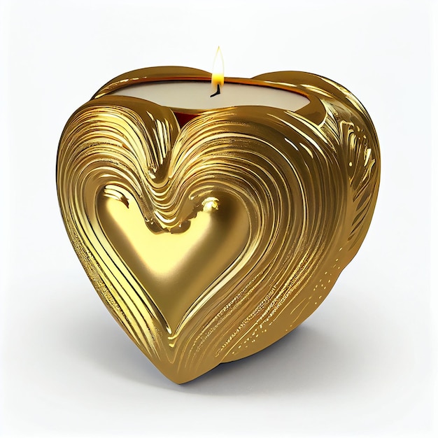 Romantic luxury gold valentines heart shaped candlegenerative ai