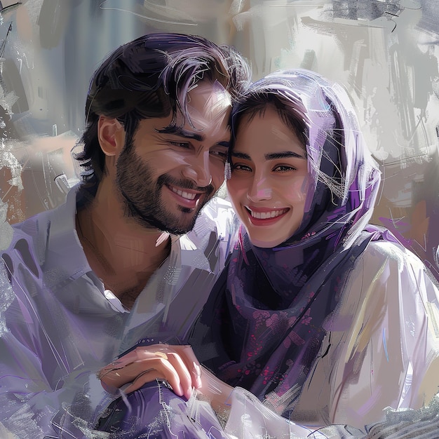 Romantic muslim couple a husband and wife A photo of an beautiful islamic couple