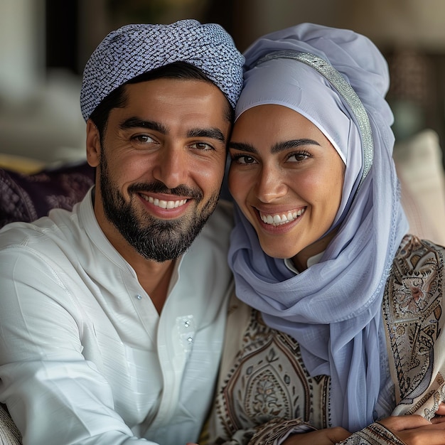 Romantic muslim couple a husband and wife A photo of an beautiful islamic couple