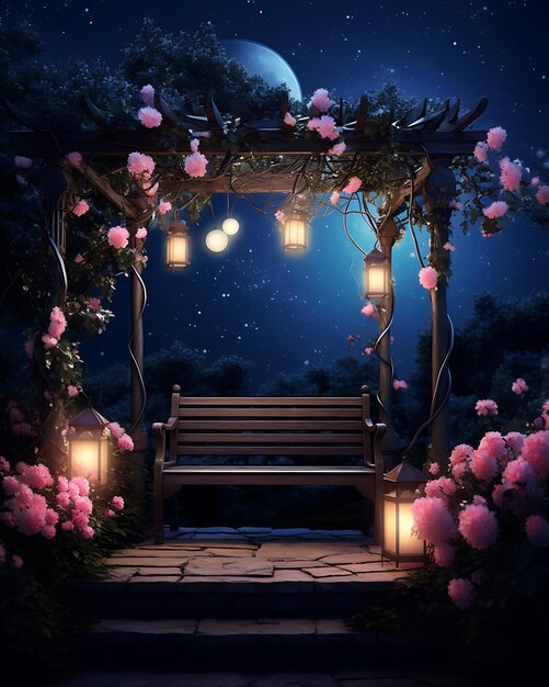 Photo romantic night garden