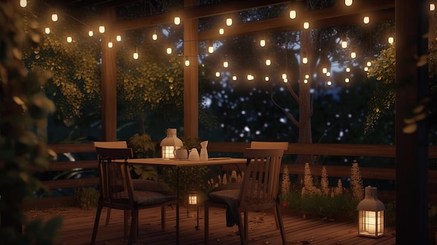 Romantic outdoor ambience digital art illustration Generative AI