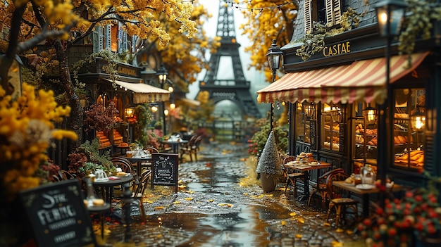 Romantic Parisian Caf Miniature Diorama City of Love