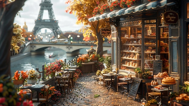 Romantic Parisian Caf Miniature Diorama City of Love