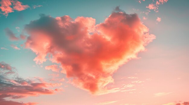 Romantic Pink HeartShaped Cloud in the Sky