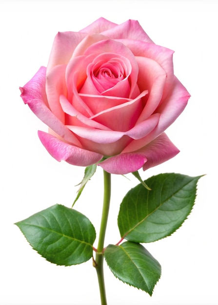 Photo romantic pink rose in closeup isolated on white background perfect for floral arrangements and weddi