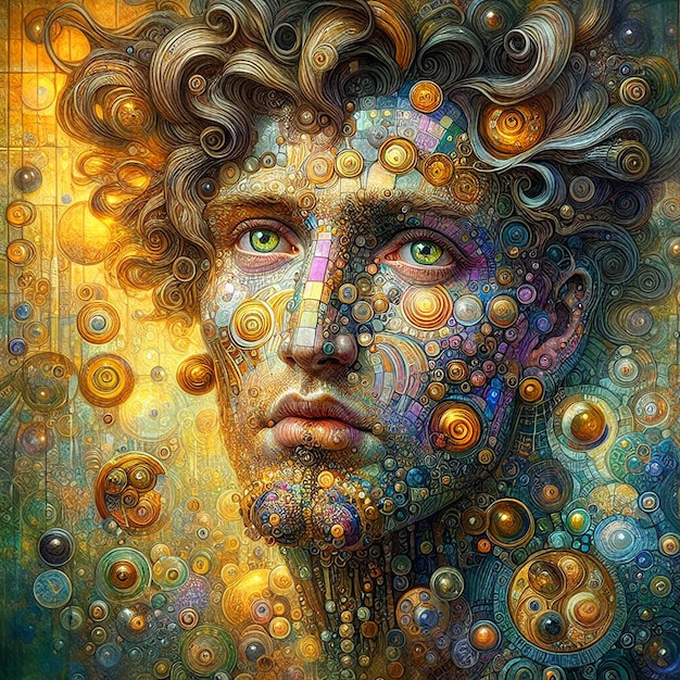 Romantic portrait of a man in the style of Klimt