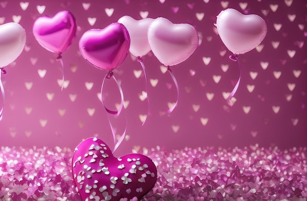 Romantic Red Heart Balloons Celebration party banner Valentine day Sale Generative AI