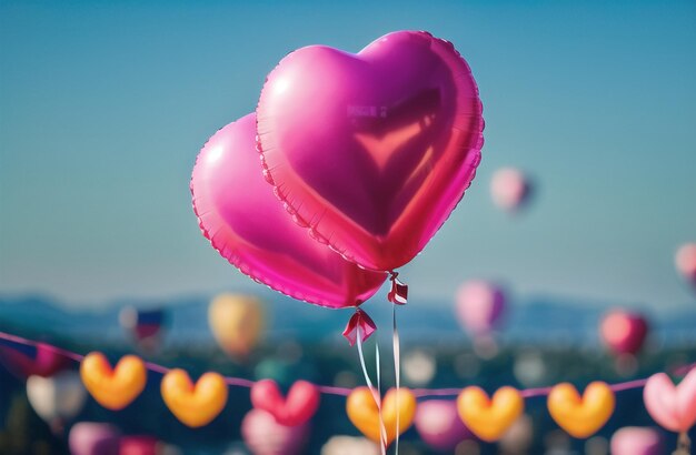 Romantic Red Heart Balloons Celebration party banner Valentine day Sale Generative AI