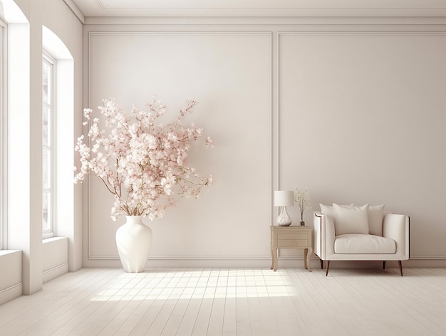 romantic room with flowers and pink tones romantic mock up 3d render ideal for photo overlay