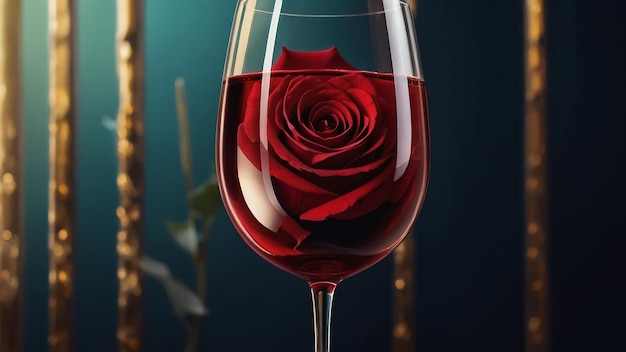 Romantic scene with candles wine and roses