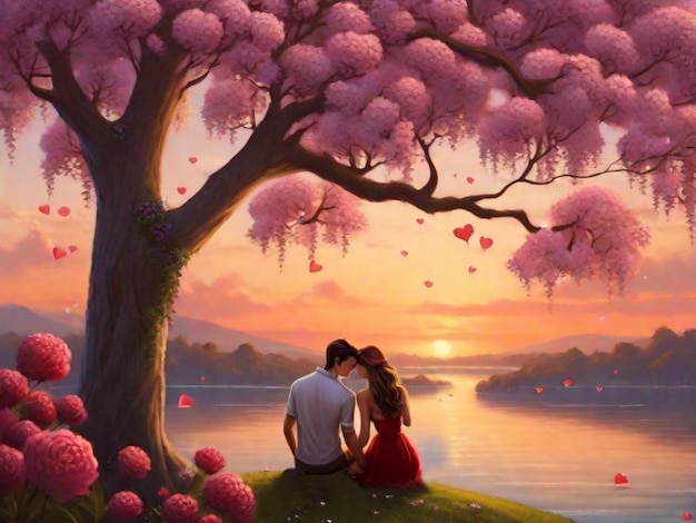 romantic scenery with couple love