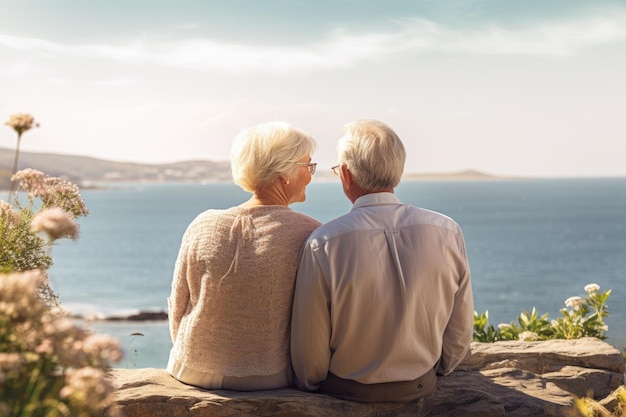 Romantic Senior Couple Enjoying Quality Time by the Ocean