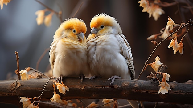 Romantic Soft Focus Pair of Lovebirds