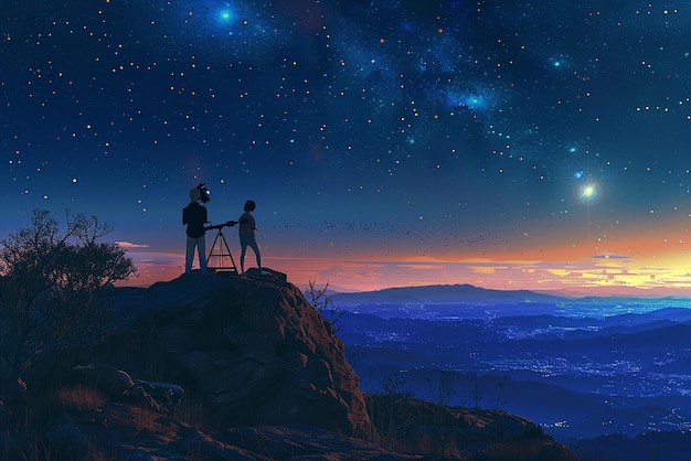 Romantic Stargazing from Hilltop with Clear Skiesquot