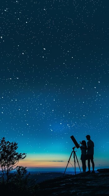 Photo romantic stargazing from hilltop with clear skiesquot